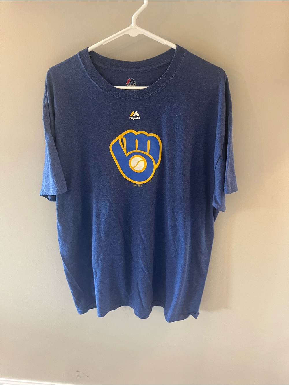 Majestic Navy Blue Milwaukee Brewers Logo Short Sleeve Tee